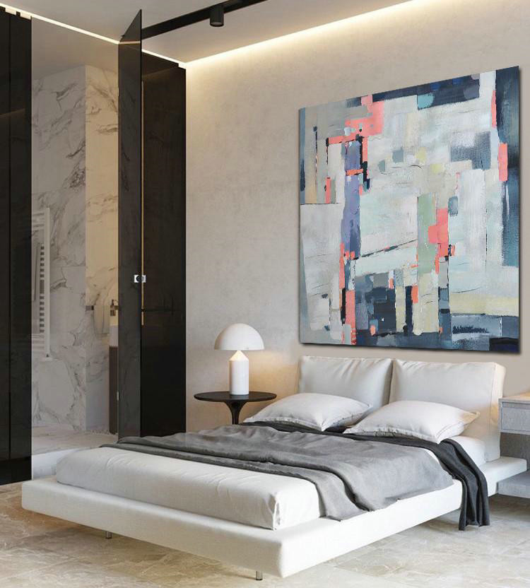 Large Abstract Painting Canvas Art,Oversized Contemporary Art,Hand Painted Original Art,Pink,Grey,Purple,Dark Blue.etc